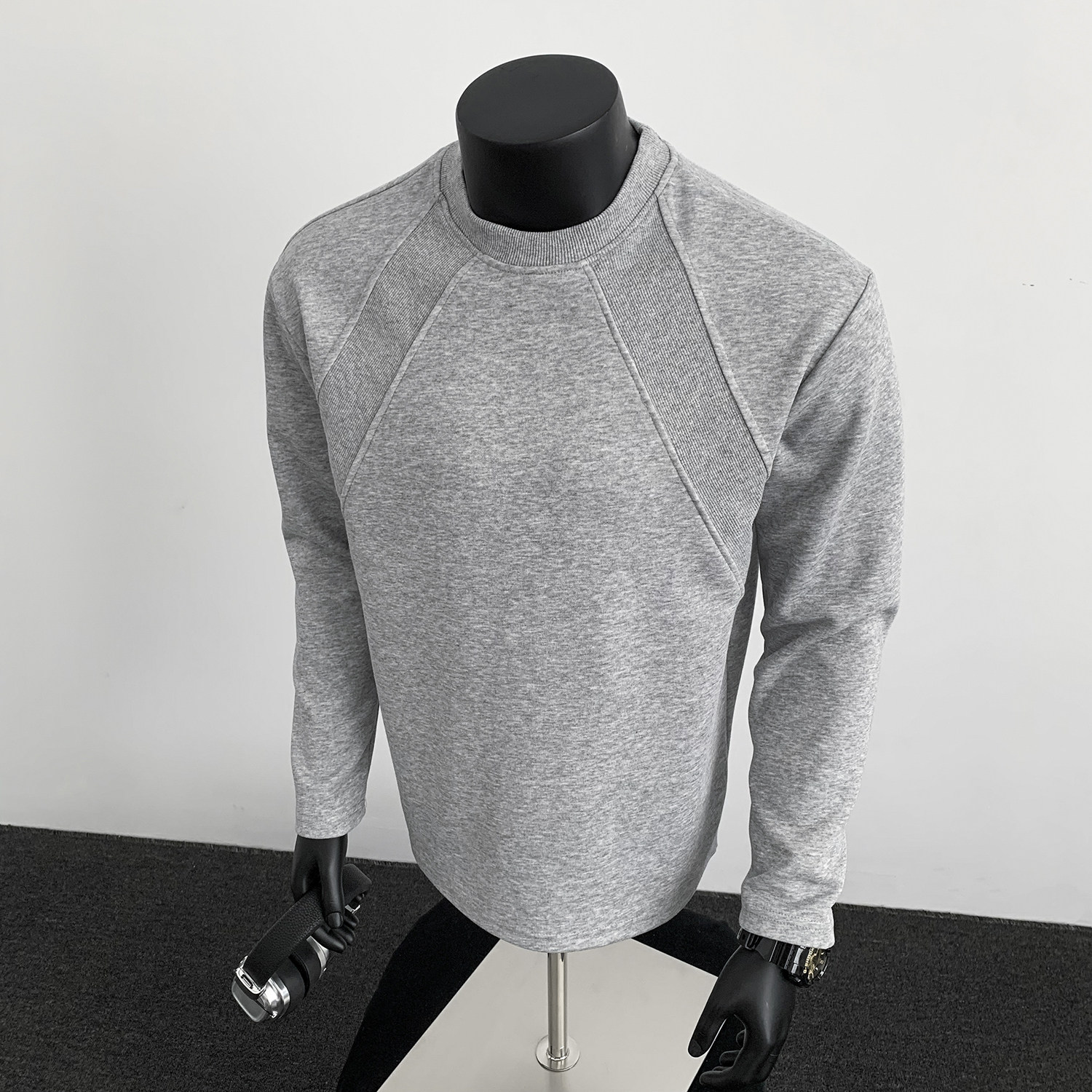 2W件+280g2026春款曼巴棉解构拼接长袖T恤人台模特T2598P18,男装T恤,电商A030