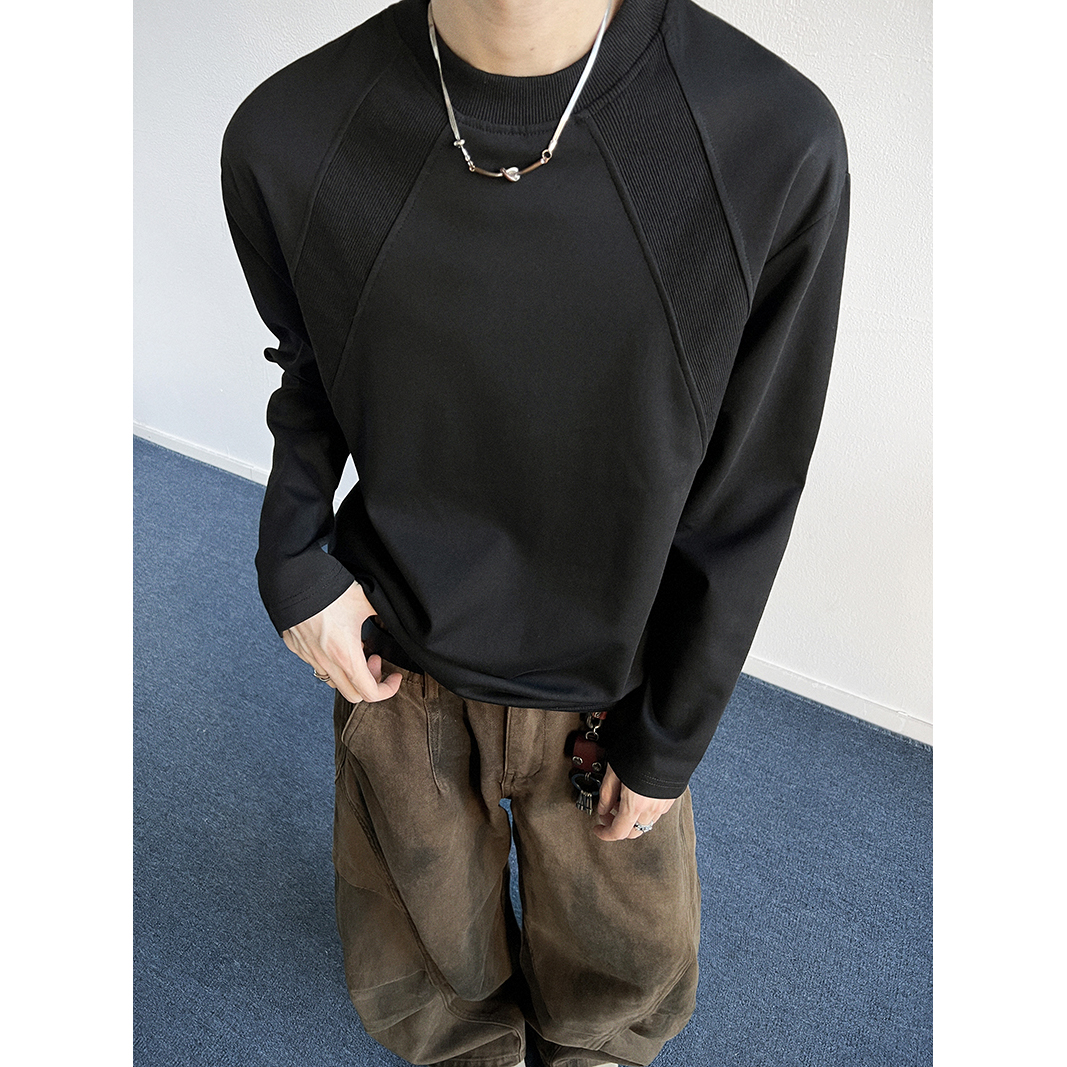 潮牌美式解构拼接长袖T恤男2025秋季新款百搭打底套头T2598P25，男装T恤，电商A030