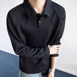 曼巴棉美式正肩POLO衫重磅衬衫翻领长袖T恤男休闲新款T2599P19，男装Polo衫，电商A030