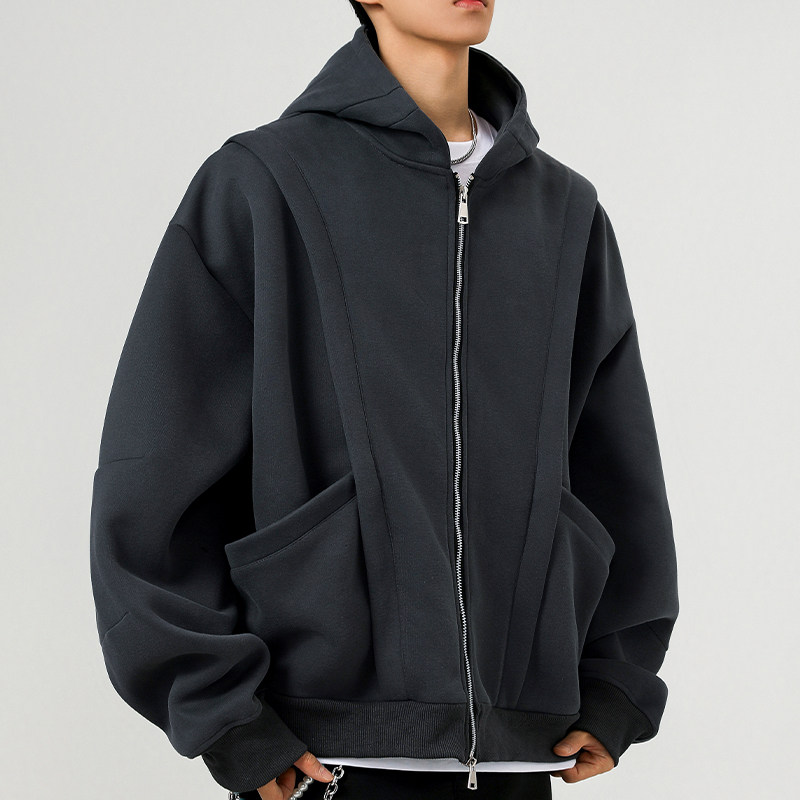 5k件+420g华棉2026春设计感双拉链连帽卫衣外套无影墙WY607特P45，女装短外套，电商A030