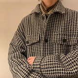 抖音直播千鸟外套美式休闲宽松夹克JK6666暖墙P85，男装夹克，电商A030