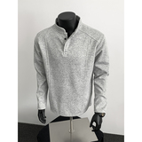 2026春款280g重磅竖领亨利领长袖T恤黑人假模T2595P19，男装T恤，电商A030