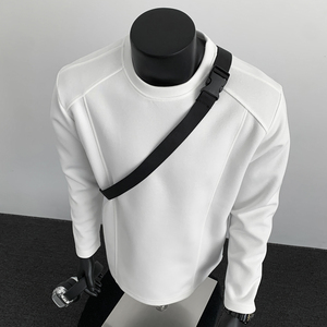 2026春款280g解构拼接长袖T恤男款打底套头华棉假模特T2596 P18,男装T恤,电商A030