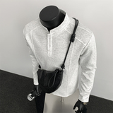 2026春款280g重磅竖领亨利领长袖T恤黑人假模T2595P19，男装T恤，电商A030