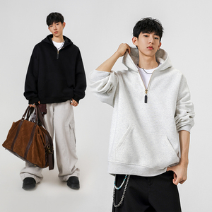 5k件+350g华棉 2026春款半拉链连帽套头卫衣 无影墙 WY608 特P35，男装卫衣，电商A030