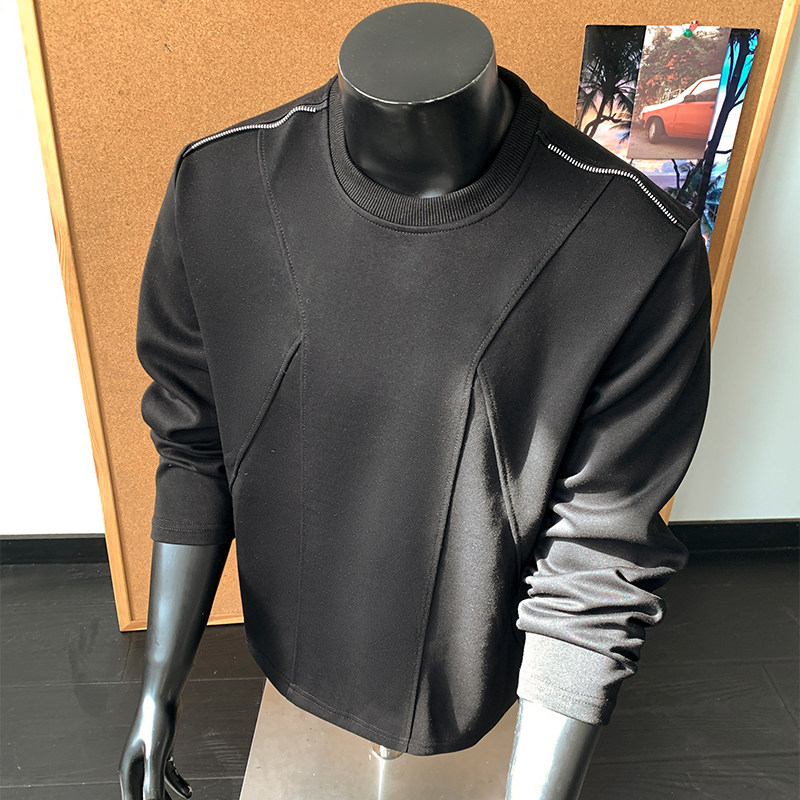 2000件华棉320g2026春款拉链设计感长袖T恤人台模特T2603P25，男装T恤，电商A030