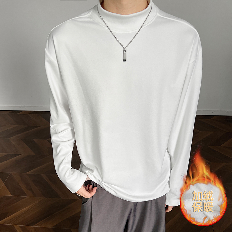 1w件+280g加绒款德绒宽松基础长袖打底室内模特T2601-JRP16.5，男装T恤，电商A030