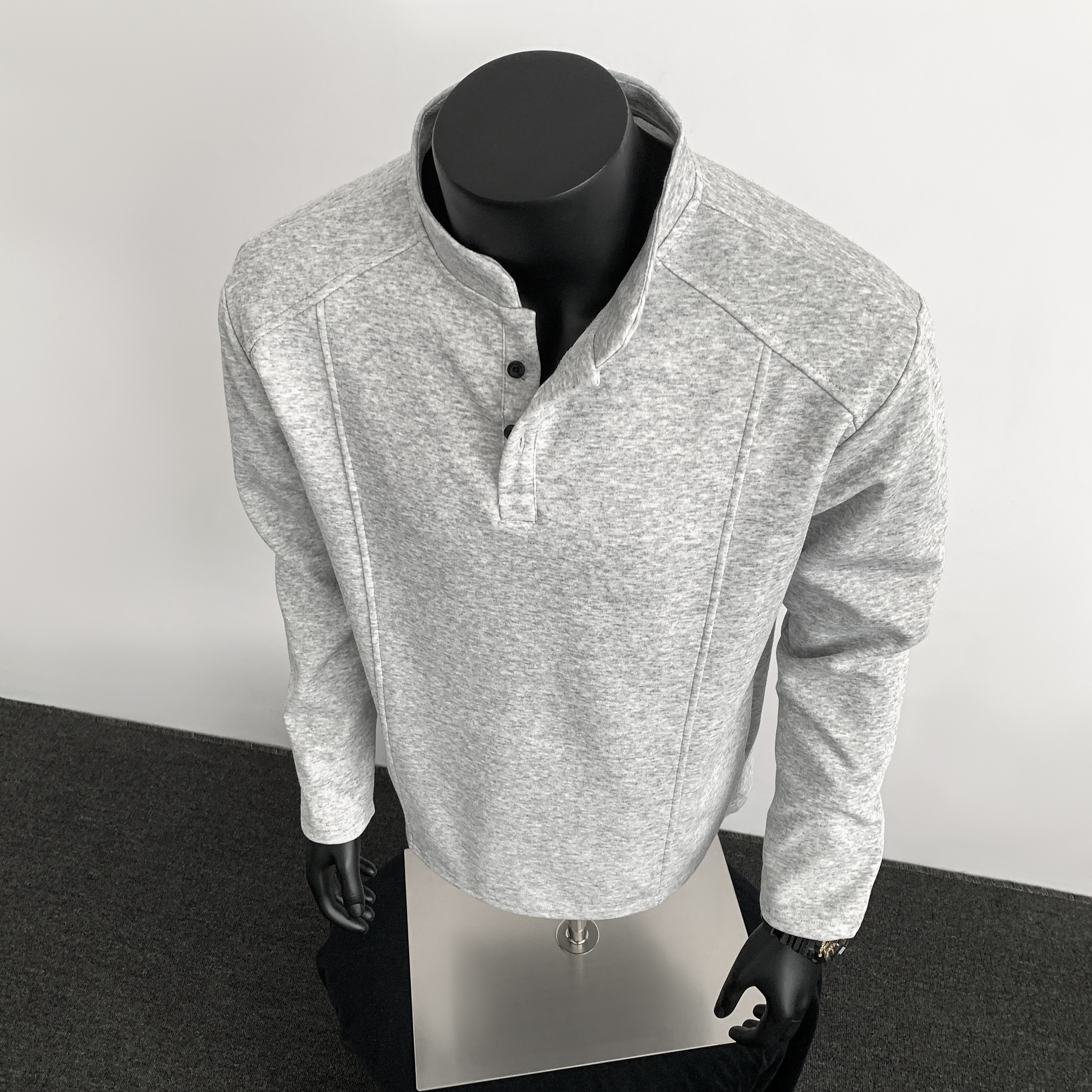 1w件+280g重磅竖领亨利领长袖T恤黑人假模T2595P19，男装T恤，电商A030