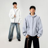 5k件+420g华棉2026春设计感双拉链连帽卫衣外套无影墙WY607特P45，女装短外套，电商A030