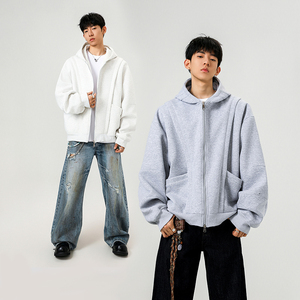 5k件+420g华棉2026春设计感双拉链连帽卫衣外套无影墙 WY607特P45，女装短外套，电商A030