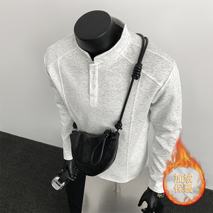 4000件+2026春款420g华棉加绒竖领亨利领长T 假模特 T2595-JR P20，男装卫衣，电商A030