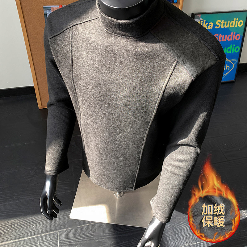 30w件+280g德绒加绒款设计感宽松长袖打底假模特T2600-JRP18.5,男装T恤,电商A030