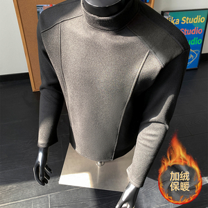30w件+280g德绒加绒款设计感宽松长袖打底假模特T2600-JRP18.5,秋冬针织半身裙搭配什么大衣图片