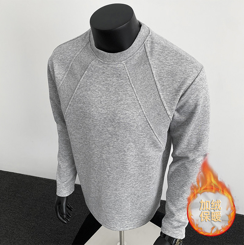 1w件420g曼巴棉加绒2026春款拼接长袖T恤上衣假模特T2598-JR特P19，男装T恤，电商A030