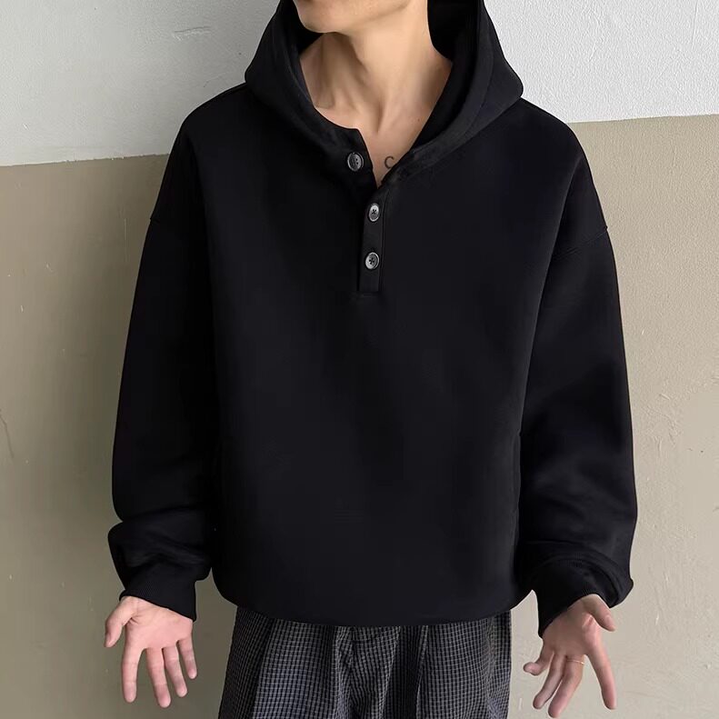3k件+350g华棉2026春高街连帽扣子套头卫衣高街WY609特P35,男装卫衣,电商A030