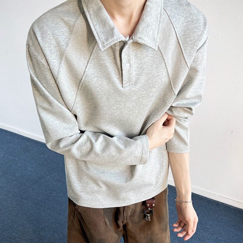5w+280g2026春款曼巴棉重磅POLO衫翻领长袖T恤室内模特T2599P19,男装T恤,电商A030