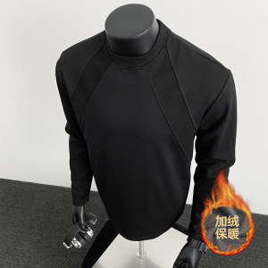 1w件420g曼巴棉加绒2026春款拼接长袖T恤上衣假模特T2598-JR特P19，男装T恤，电商A030