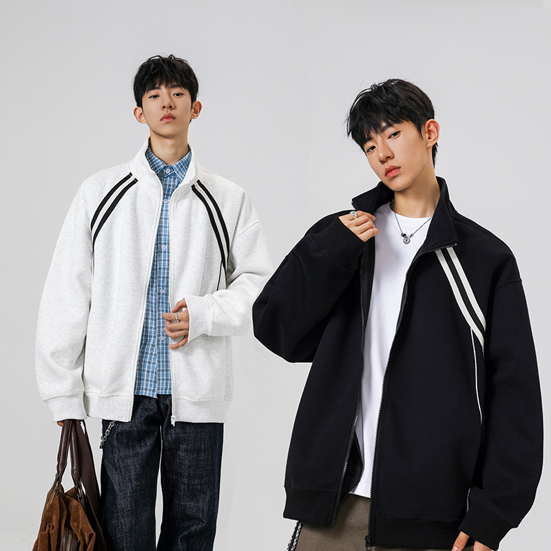 1w件+330g华棉2026春拼接连帽两侧条纹卫衣无影墙WY613P38，男装卫衣，电商A030