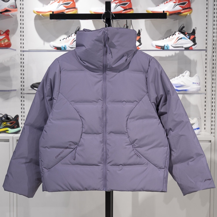 李宁保暖连帽短款女子羽绒服