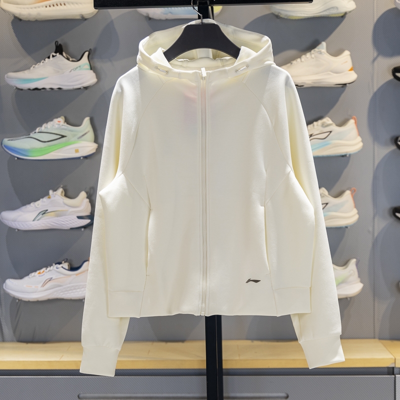 李宁女子连帽宽松开衫卫衣