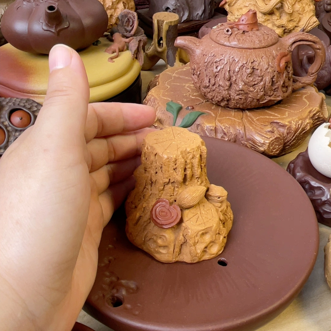 宜兴原矿紫砂名家手工松鼠灵芝树桩盖置茶宠,餐饮具,茶道/零配,淘宝优惠券,粉丝福利购,淘宝优惠卷