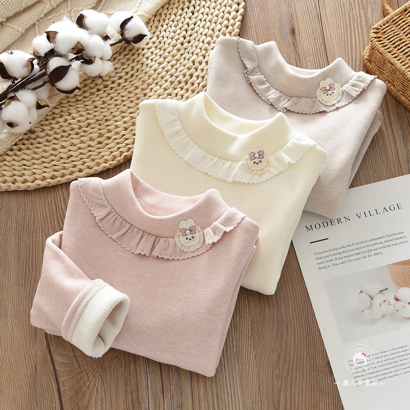 加绒加厚女童半高领打底衫儿童一体绒大弹力T恤衫小女孩保暖上衣