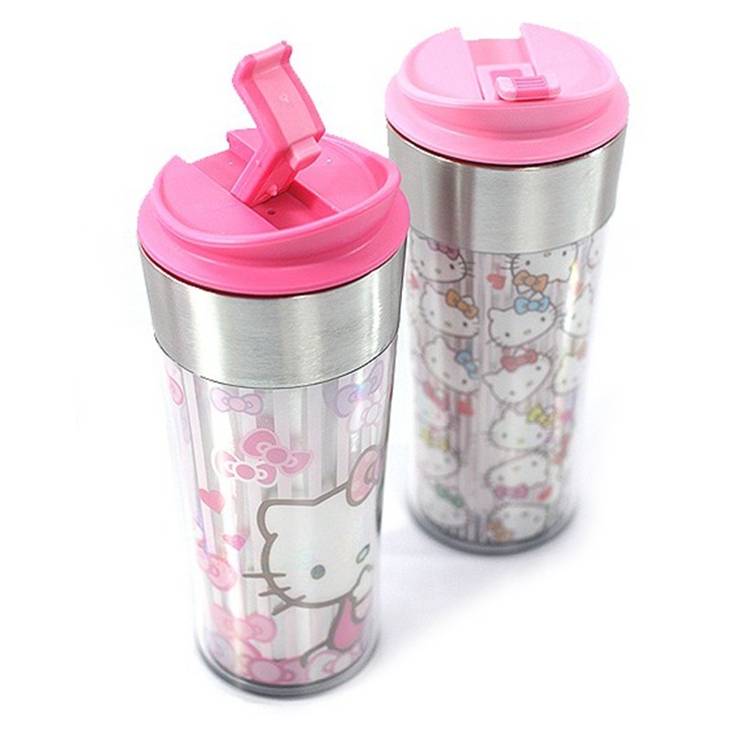 韩国Hello Kitty水杯可爱双层随手杯儿童水壶学生不锈钢水瓶杯子