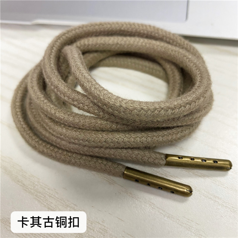 5mm质感全棉实芯圆绳金属包头卡扣卫衣裤帽腰绳系带抽绳ins铜扣潮