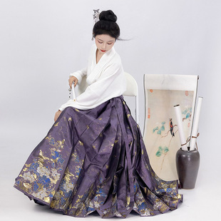 原创设计【虞美人】明制汉服织金仿妆花螺钿马面裙布料面料