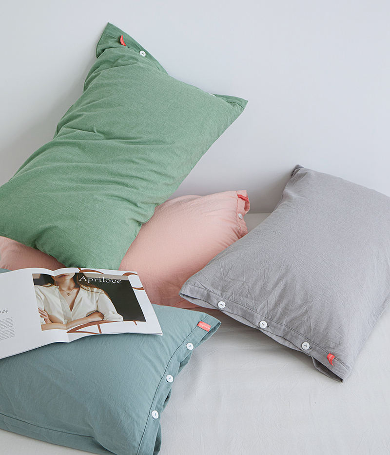 全棉水洗棉纽扣款枕套