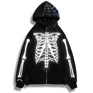 Long Sleeve Women Y2K Hoodie Jacket Diamond Fall Sweatshirt