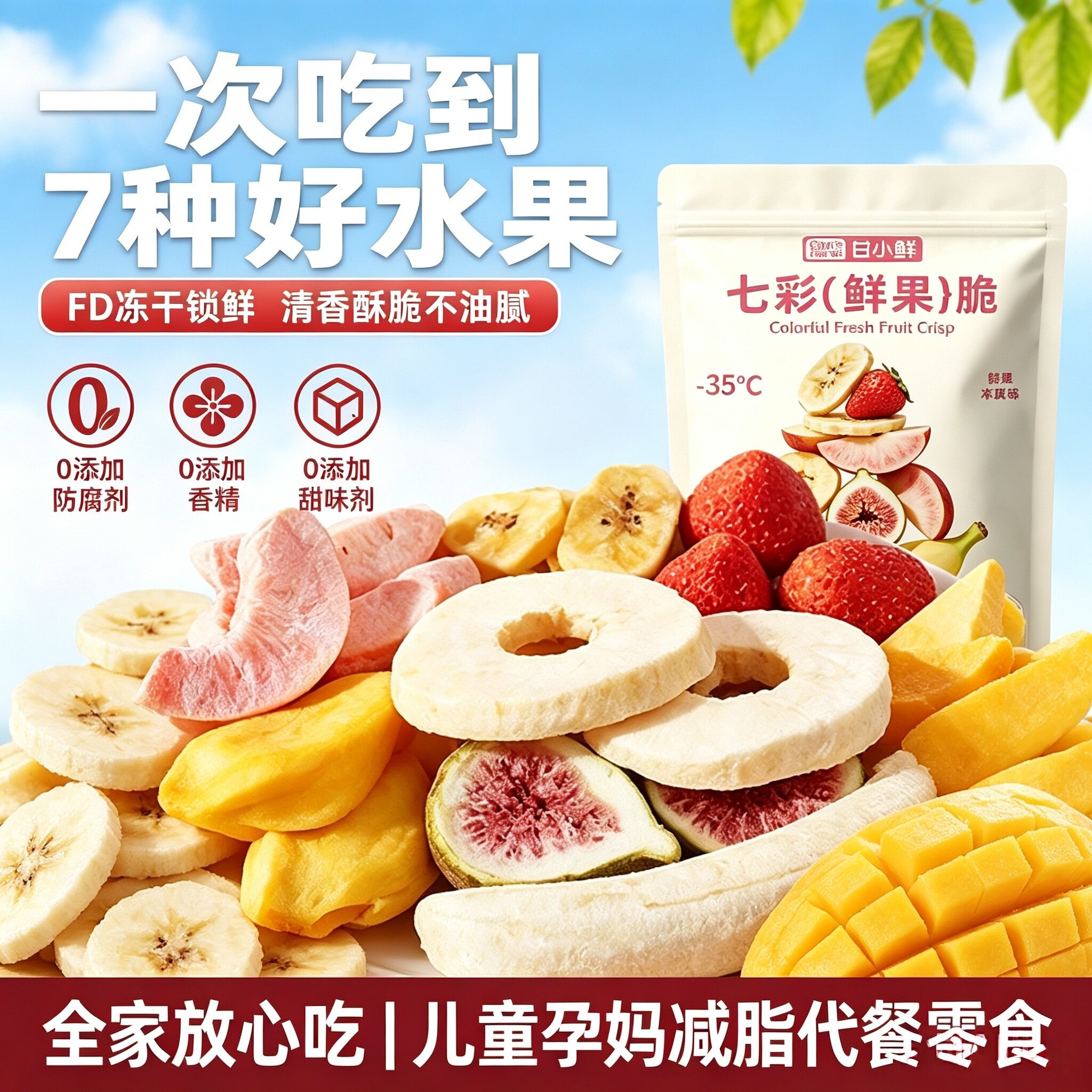七彩水果脆综合什锦冻干水果干混合果蔬脆片儿童解馋休闲零食果干