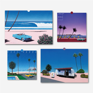 永井博艺术家插画city pop昭和氛围海报房间装饰画墙贴拍照背景