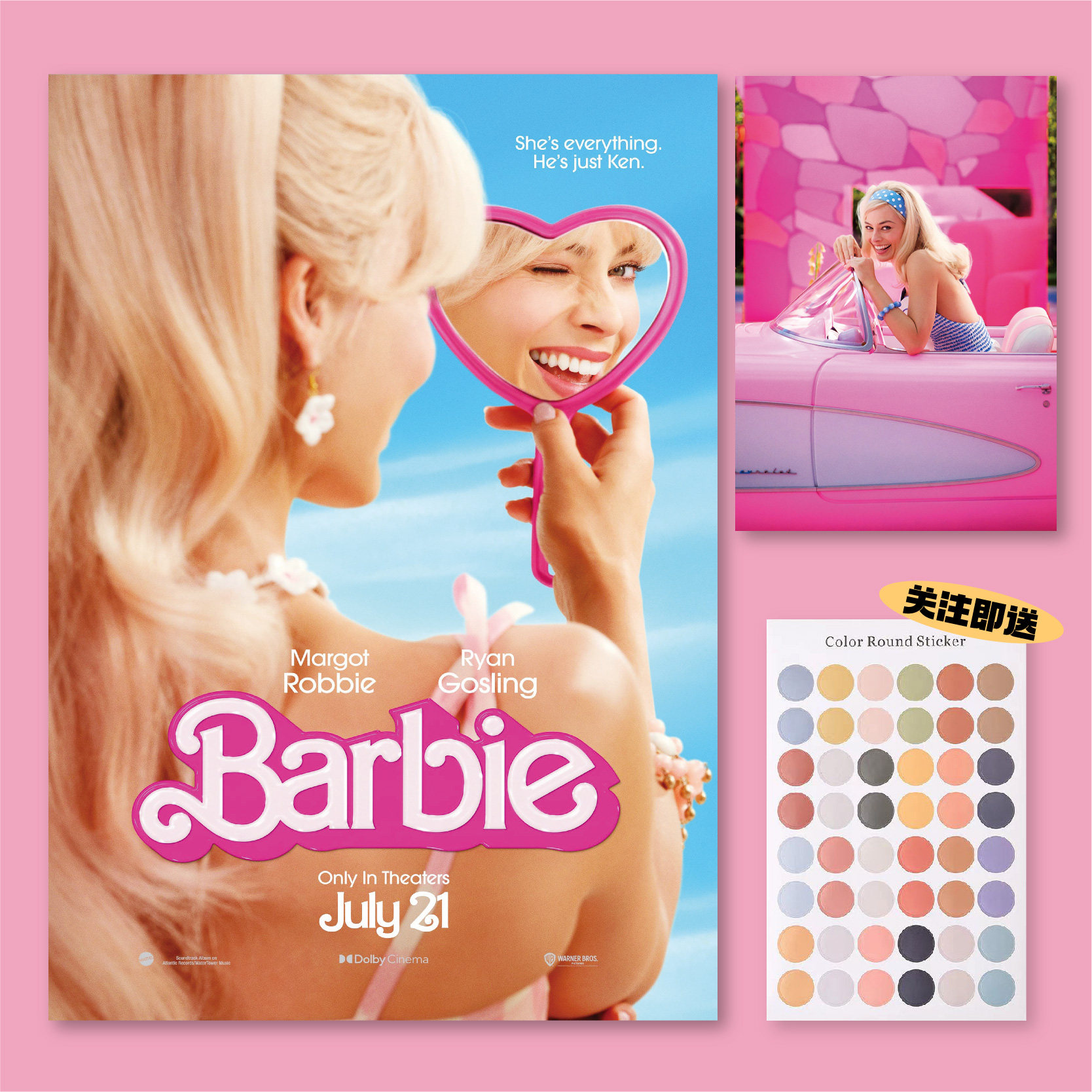 芭比Barbie电影海报粉色少女宿舍卧室房间装饰画墙贴无框画挂画