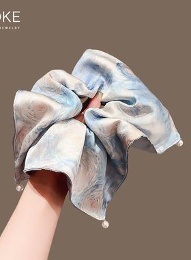 发圈轻奢古风马尾2026头绳高级感印花皮筋星空新款油画女方巾发绳