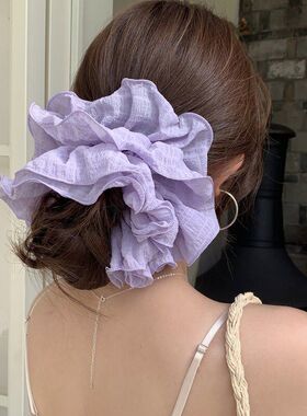 大号发绳发圈褶皱韩系大肠头花泡泡纱木耳边扎甜美丸子头女超盘发