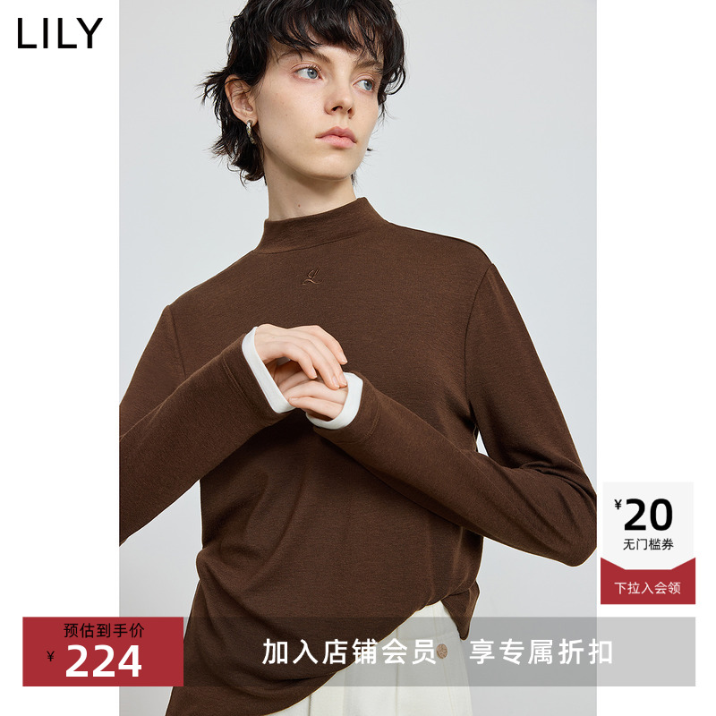 LILY混纺莱赛打底衫套头针织衫