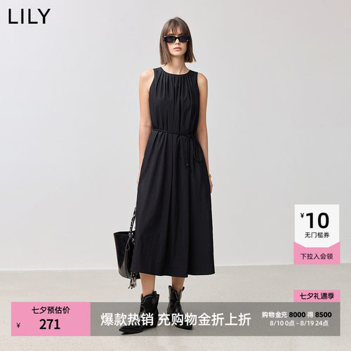 LILY新款时髦简约时光小黑裙