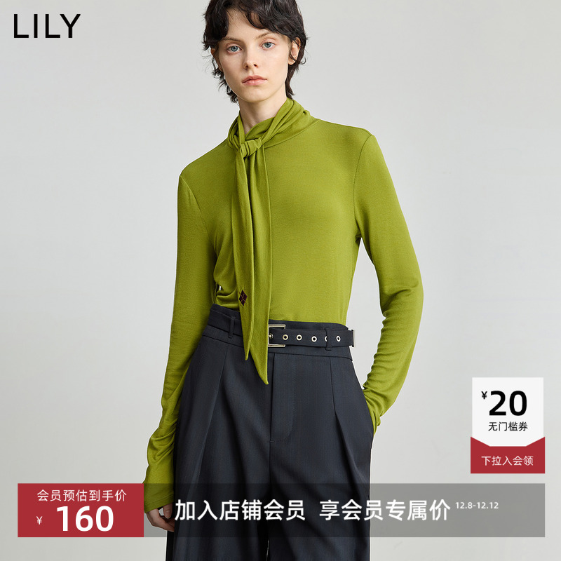 LILY羊毛莱赛尔混纺半高领T恤