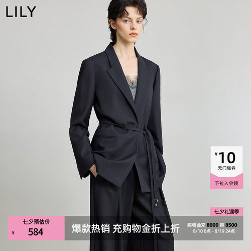 LILY绵羊毛收腰混纺女装西装外套