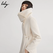 Lily2018 mùa đông mới của phụ nữ áo khoác len trắng dài Áo khoác len mỏng 118420F1111 - Áo khoác dài