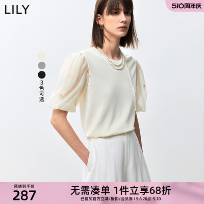 泡泡袖拼接毛针织衫LILY复古风