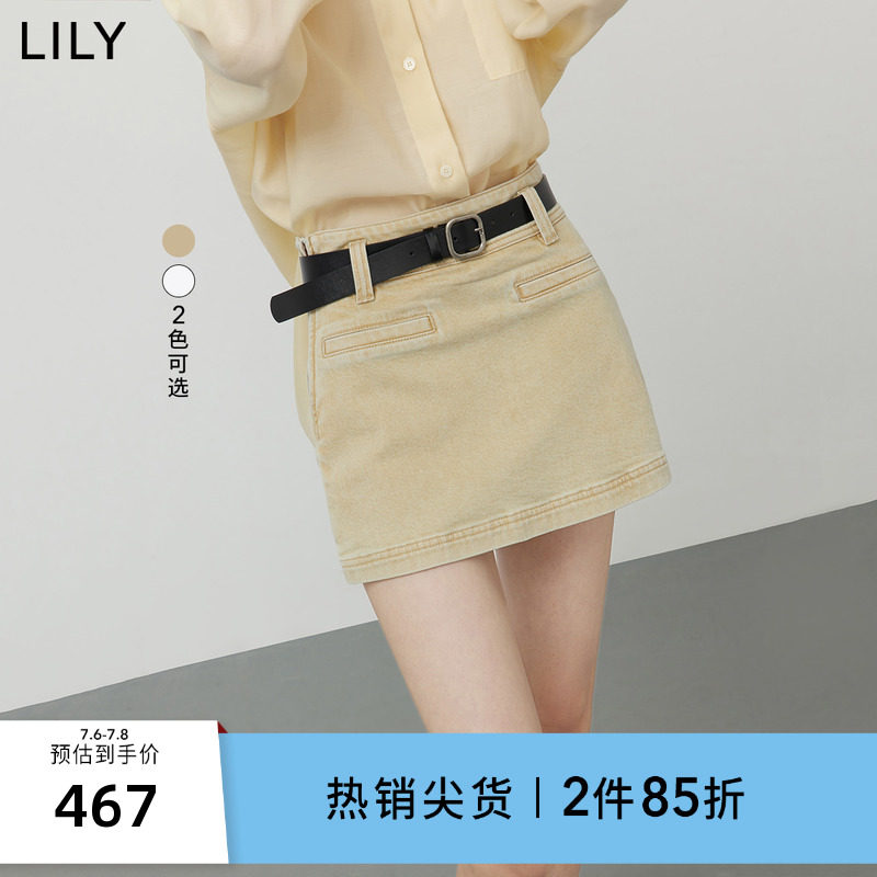 【商场同款】LILY2023夏新款女装复古休闲别致显瘦裙裤牛仔短裤女