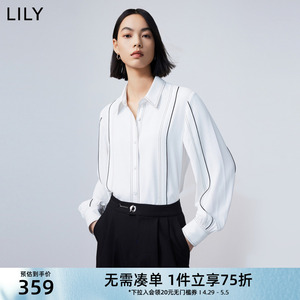 LILY撞色复古泡泡袖通勤款白衬衫