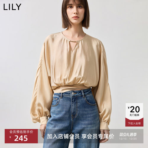 LILY浪漫气质微光泽雪纺套头衫