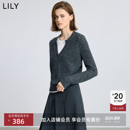 LILY套头珠片撞色假两件针织衫