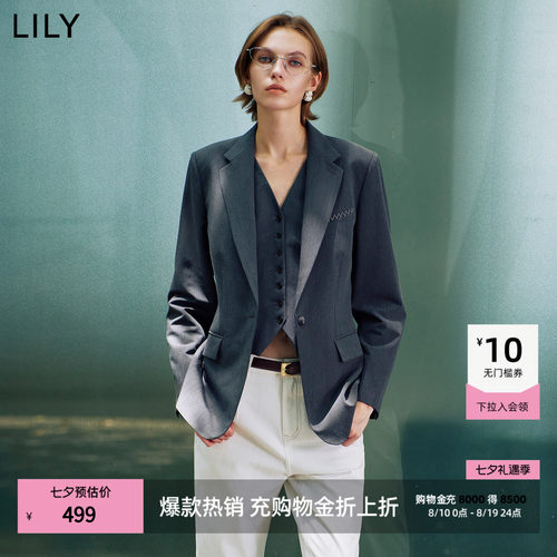 LILY垫肩商务通勤单排扣长袖西装