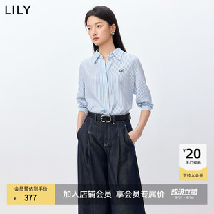 莱赛尔亚麻老钱风松弛感条纹休闲浅色衬衫 外套 女装 LILY2026春新款