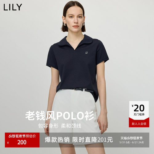 LILY通勤醋酸新款莫代尔混纺短袖