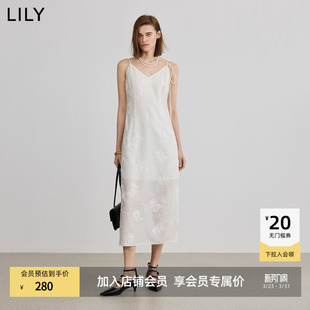 含醋酸花卉刺绣无袖 女装 LILY2025新款 直筒裙连衣裙 商场同款